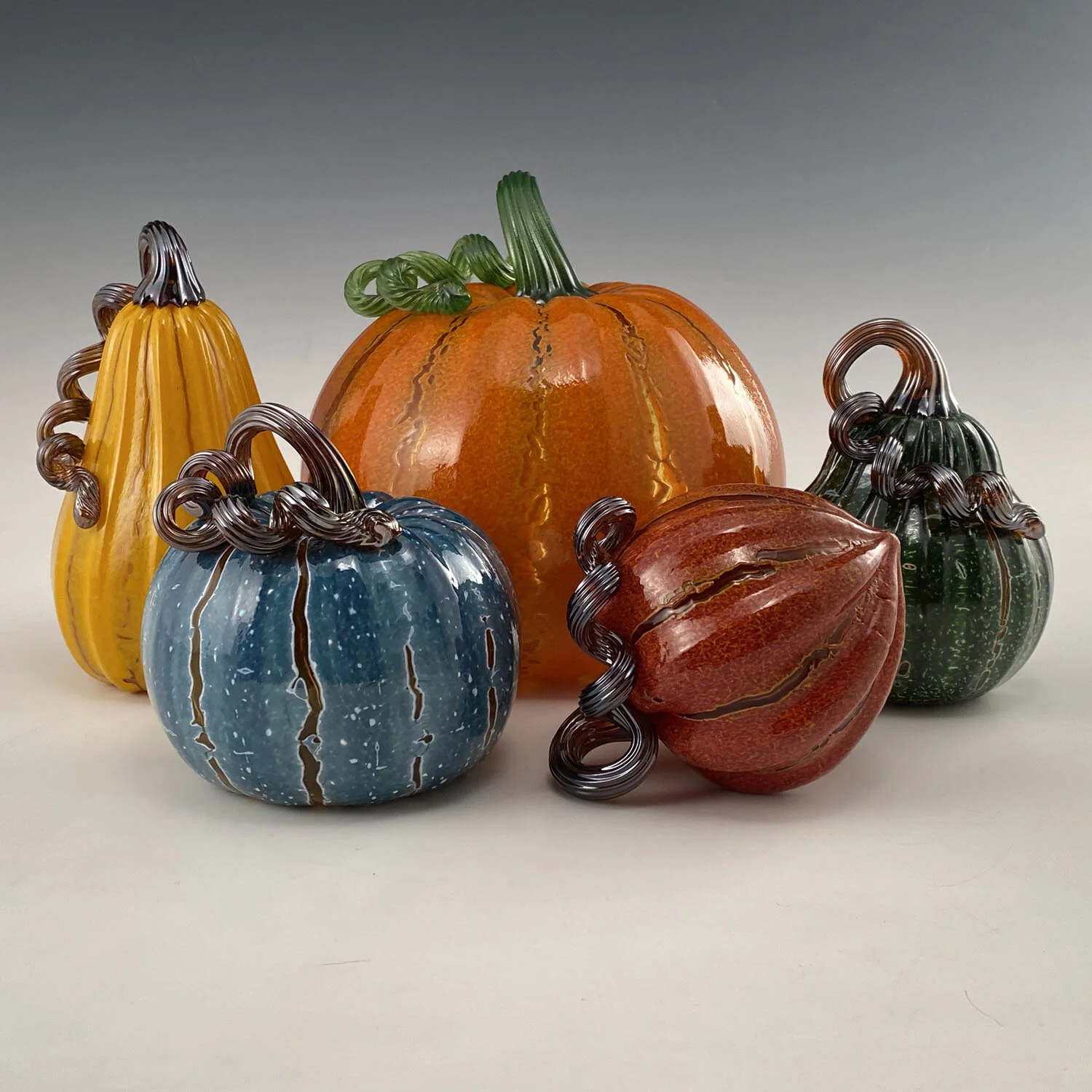 Harvest Crackle Pumpkin & Squash Set — Leonoff Art Glass
